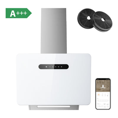 CIARRA 60cm Smart Glass White Cooker Hood Angled Cooker Hood CBCW6736K-OW