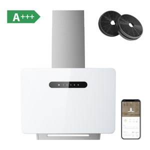 CIARRA 60cm Smart Glass White Cooker Hood Angled Cooker Hood CBCW6736K-OW