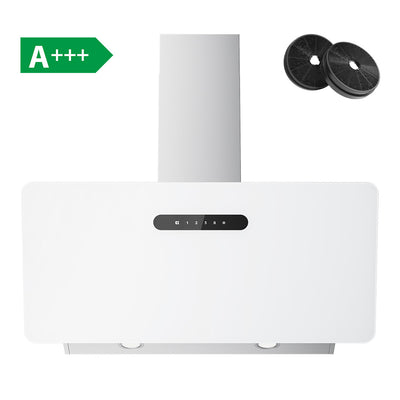 CIARRA 90cm Smart Glass Angled White Cooker Hood Kitchen Extractor Hood CBCW9736K-OW