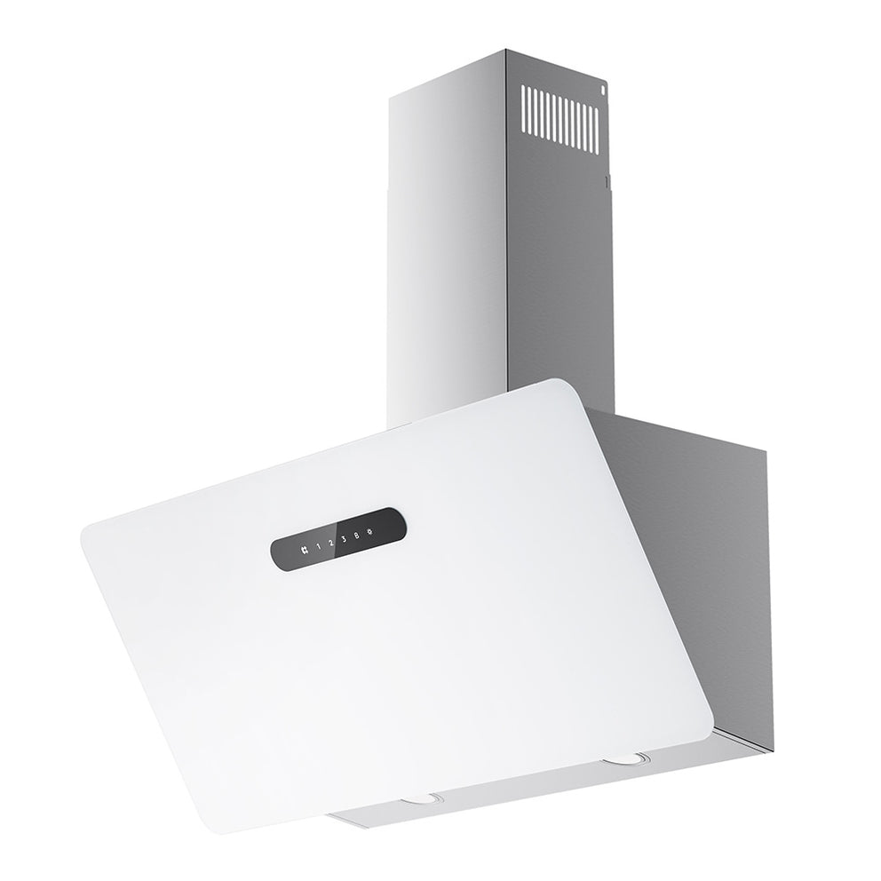 CIARRA 90cm Smart Glass Angled White Cooker Hood Kitchen Extractor Hood CBCW9736K-OW