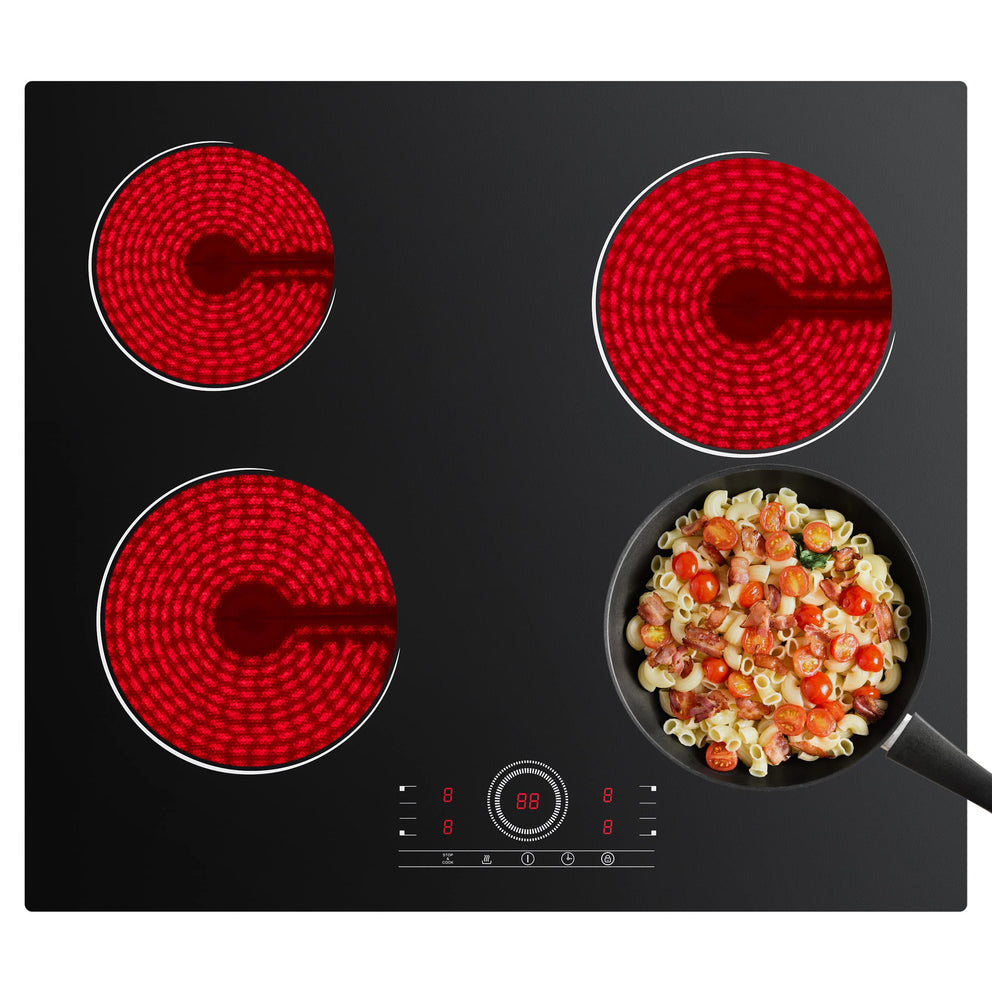 Ciarra x CDV 60cm 6000W Electric Ceramic Hob, 4 Zones Built-in Radiant Cooktop with Touch Control, 9 Power CDVER604-OW