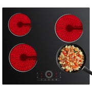 Ciarra x CDV 60cm 6000W Electric Ceramic Hob, 4 Zones Built-in Radiant Cooktop with Touch Control, 9 Power CDVER604-OW