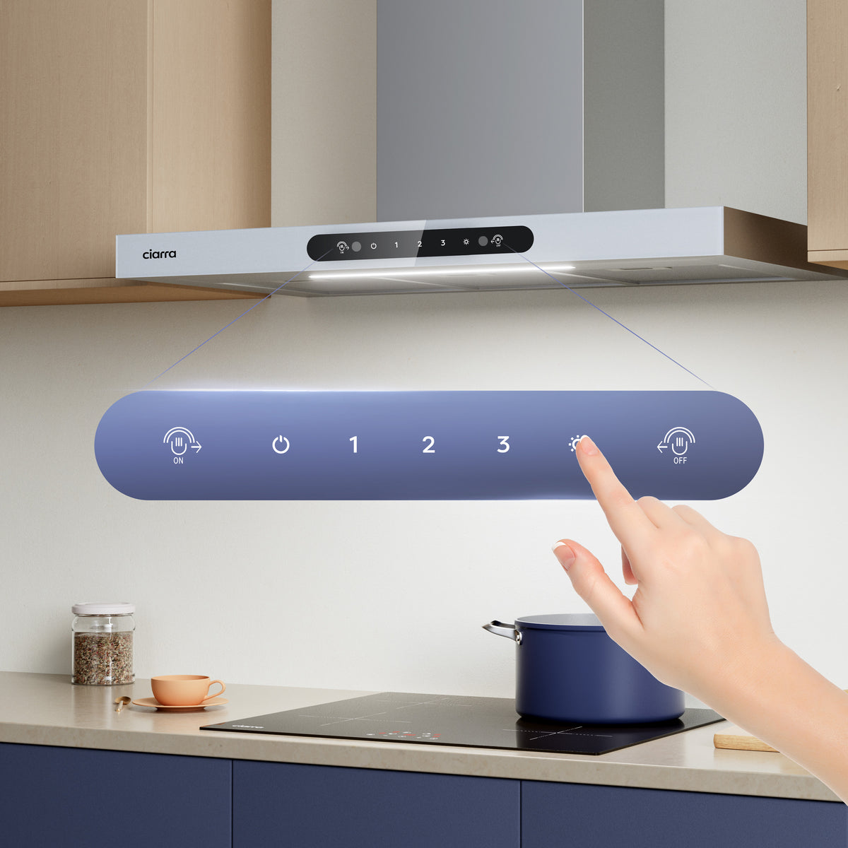 CIARRA 90cm T-Shaped Cooker Hood with Gesture Control, A+++ Energy Rating CBCW9102-W - Ciarra Appliances Global