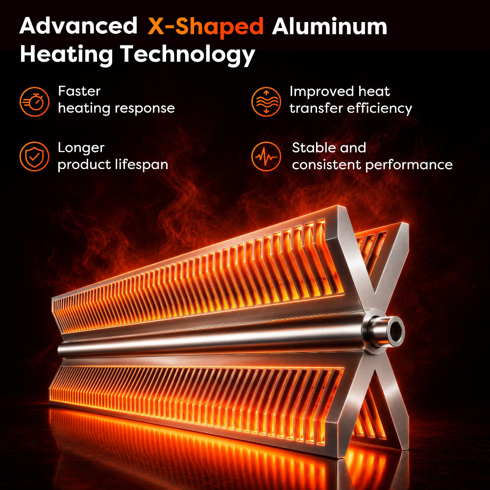 CIARRA X-shaped aluminium heating element