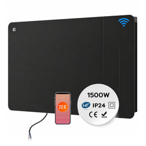 CIARRA 230V WiFi Ceramic Electric Radiator 1500W Energy Efficient 24/7 Heating, Dual Ceramic & Aluminium Heating Core Wall Mount Electric Heater (Black) CBHTD15A-B