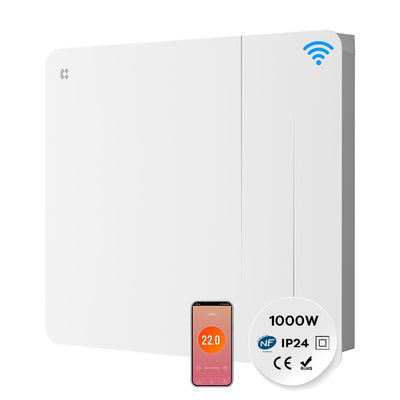 CIARRA Radiateur à inertie céramique WiFi 1000W-2000W | Double cœur de chauffe céramique + film aluminium | Only FR