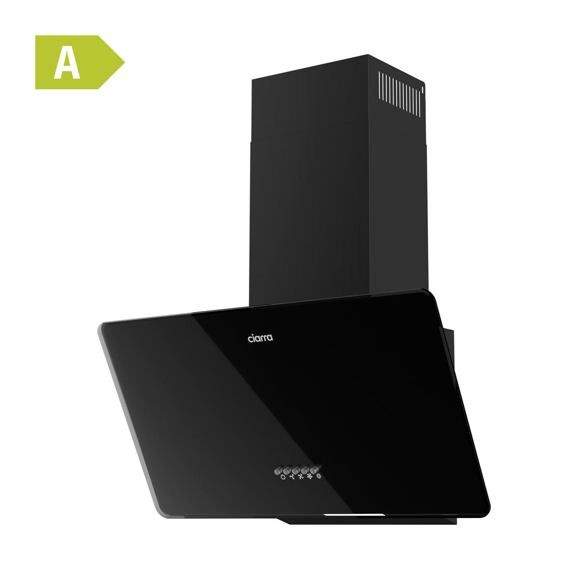 CIARRA 60cm Angled Cooker Hood, A Energy Rated Extractor Hood, 365m³/h Extraction Rate, Black CAB6750 - Ciarra Appliances Global