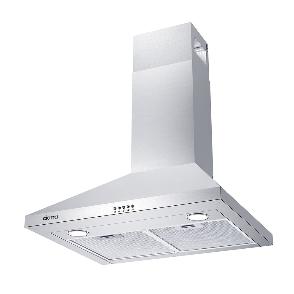 CIARRA 30 inch Wall Mount Range Hood, 450 CFM Powerful Suction, Dual Vent (Ducted/Ductless) CAS75206P-OW