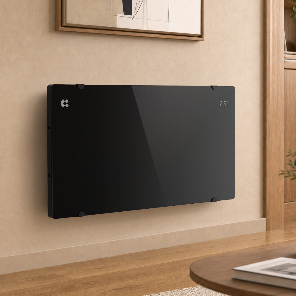 CIARRA 2000W WiFi electric radiator in black with X-shaped aluminium heating element and smart app control