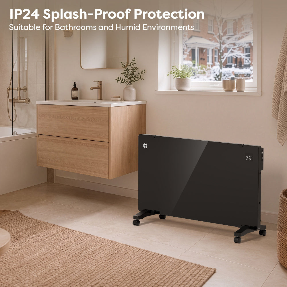 CIARRA 2000W Electric Radiator with IP24 Splash Protection for Suitable Bathroom Use