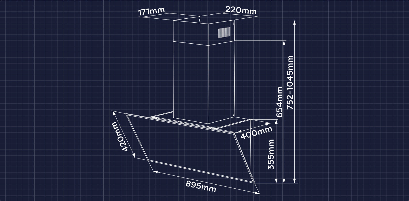 CIARRA 90cm Angled Cooker Hood