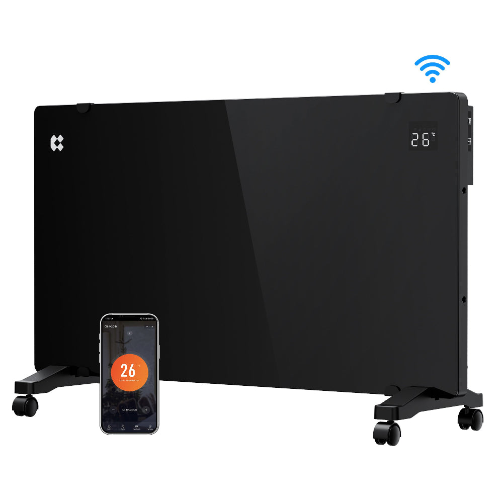 CIARRA 2000W WiFi Electric Radiator in Black with X-shaped Aluminium Heating Element