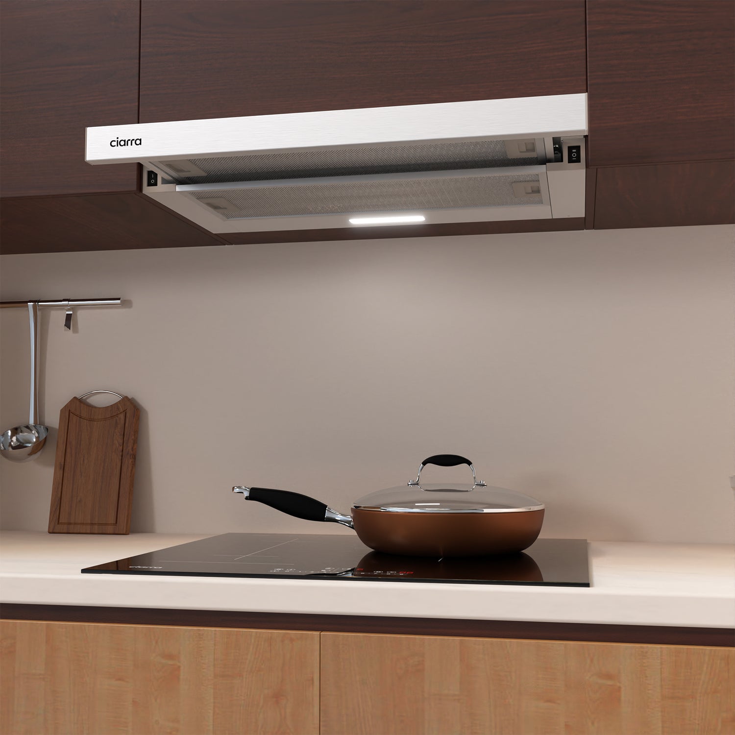 CIARRA 60cm Integrated Telescopic Cooker Hood with 2-speed Extraction CBCS6906D-OW - CIARRA