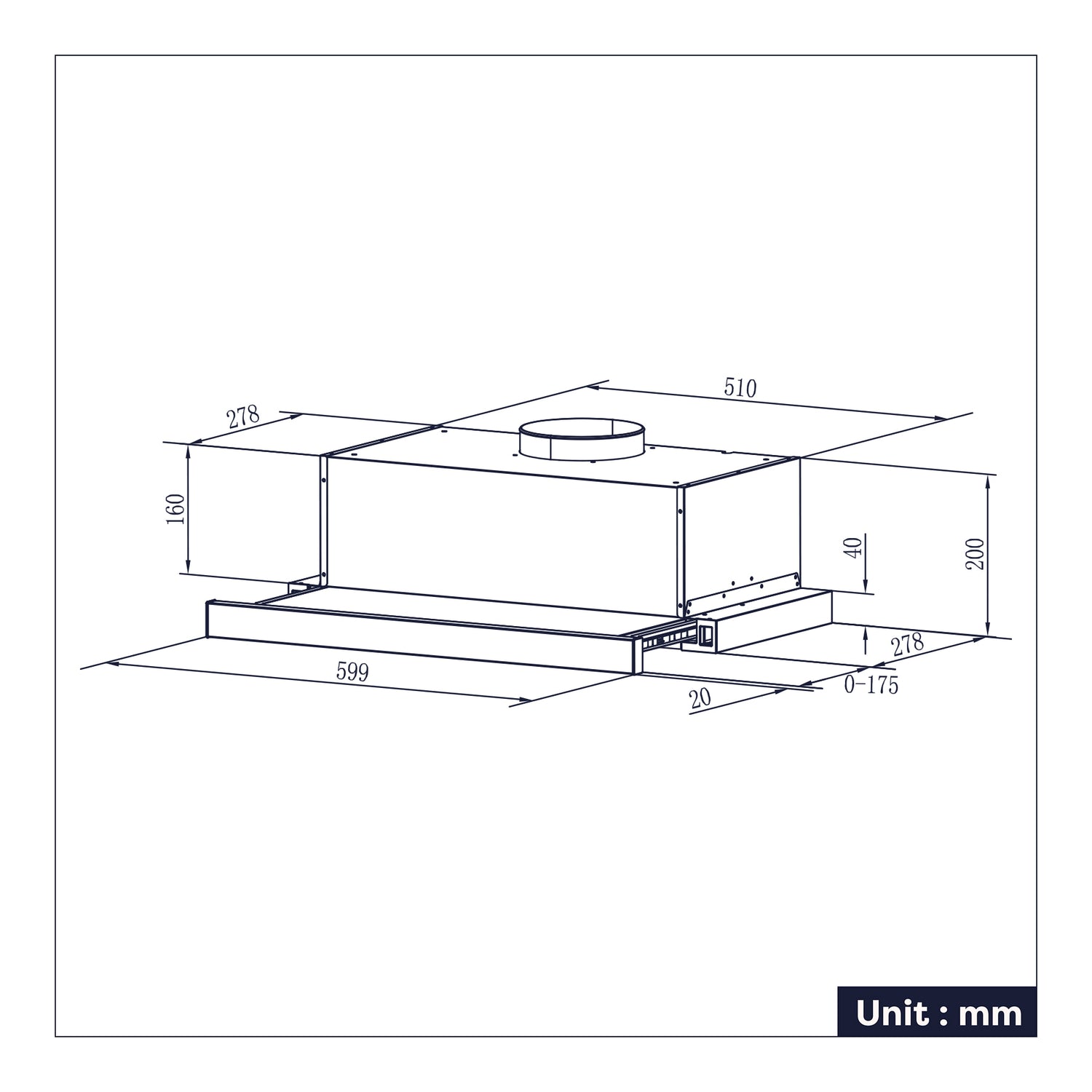 CIARRA 60cm Integrated Telescopic Cooker Hood with 2-speed Extraction CBCS6906D-OW - CIARRA