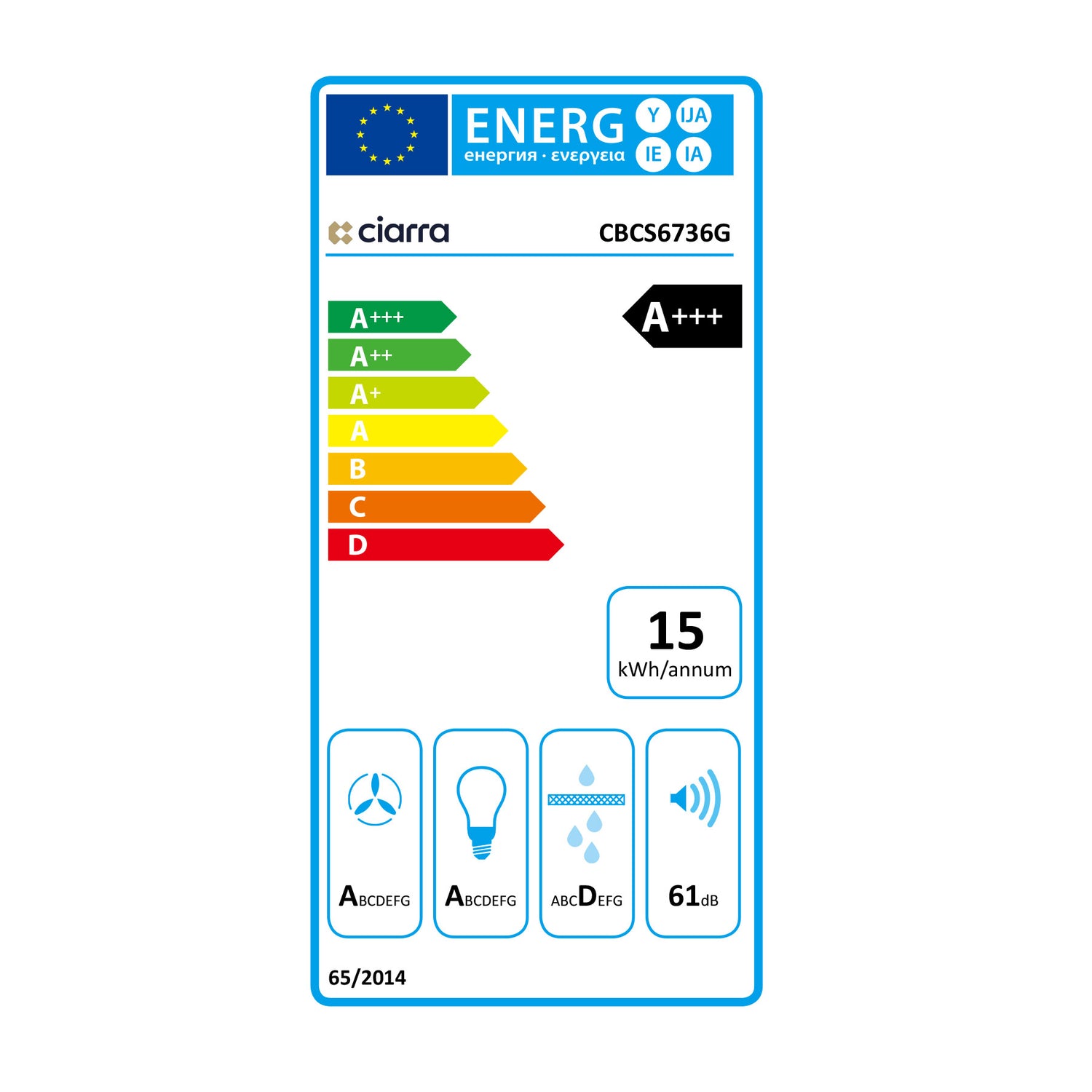 CIARRA 60cm Smart Glass Angled Cooker Hood CBCS6736G-OW
