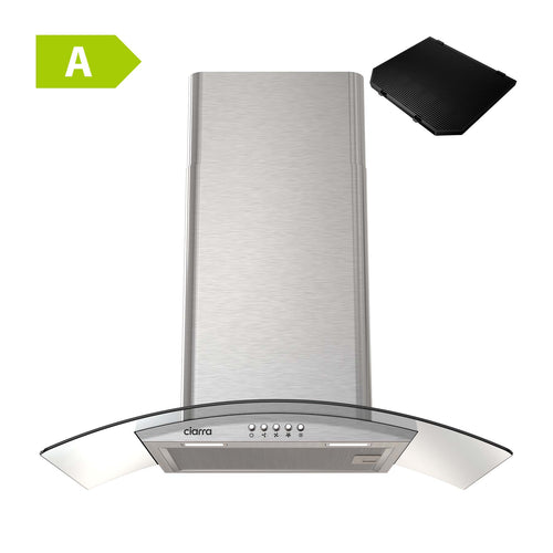 CIARRA  Glass Cooker Hood Curved Stainless Steel 60cm CBCS6506C-OW - CIARRA